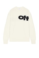 OFF-WHITE Shared Logo Knit Crewneck in Cream, view 1, click to view large image.