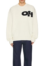 OFF-WHITE Shared Logo Knit Crewneck in Cream, view 3, click to view large image.