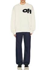 OFF-WHITE Shared Logo Knit Crewneck in Cream, view 4, click to view large image.