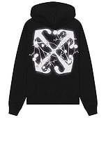 OFF-WHITE Flower Arrow Skate Hoodie in Black, view 1, click to view large image.