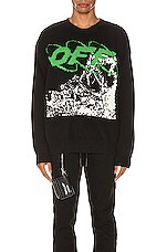 OFF-WHITE Ruined Factory Knit Crewneck in Black & White | FWRD