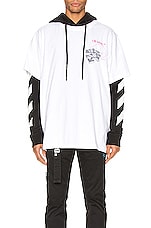 OFF-WHITE Golden Ratio Double Tee Hoodie in White Multi | FWRD