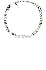 OFF-WHITE Logo Chain Necklace in Silver, view 1, click to view large image.