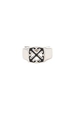 OFF-WHITE Enamel Arrow Ring in Silver, view 1, click to view large image.