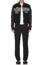OFF-WHITE Tyre Moon Lea Varsity Jacket in Black, view 6, click to view large image.