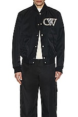 OFF-WHITE Varsity Bomber in Black & White, view 4, click to view large image.