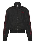 OFF-WHITE Outline Diag Nylon Track Top in Black, view 1, click to view large image.