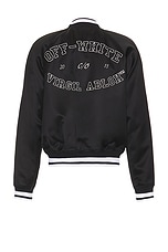 OFF-WHITE College Sateen Souvenir Jacket in Black, view 1, click to view large image.