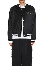 OFF-WHITE College Sateen Souvenir Jacket in Black, view 4, click to view large image.