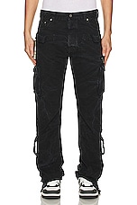 OFF-WHITE Garment Dyed Canvas Round Cargo Pant in Black, view 5, click to view large image.