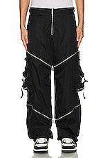 OFF-WHITE Zip Nylon Cargo Pant in Black, view 4, click to view large image.