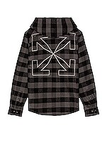 OFF-WHITE Arrow Hoodie Flannel Shirt in Grey | FWRD