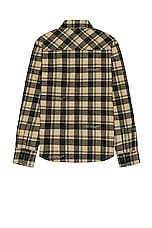 OFF-WHITE Check Flannel Shirt in Beige Black, view 2, click to view large image.