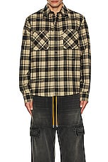 OFF-WHITE Check Flannel Shirt in Beige Black, view 4, click to view large image.