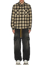 OFF-WHITE Check Flannel Shirt in Beige Black, view 5, click to view large image.