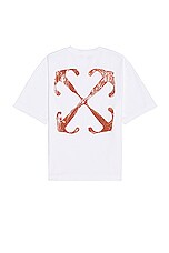 OFF-WHITE Scratch Arrow Skate Short Sleeve Tee in White, view 1, click to view large image.