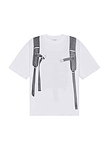 OFF-WHITE Backpack Skate Tee in White & Black, view 1, click to view large image.