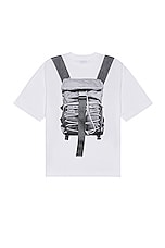 OFF-WHITE Backpack Skate Tee in White & Black, view 2, click to view large image.