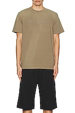 OFF-WHITE Laundry Slim Short Sleeve Tee in Beige, view 4, click to view large image.