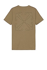 OFF-WHITE Off Stitch Slim Short Sleeve Tee in Beige, view 1, click to view large image.