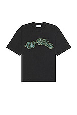 OFF-WHITE Green Bacchus Skate T-shirt in Black, view 2, click to view large image.