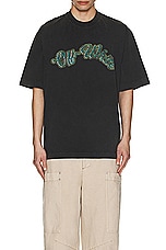 OFF-WHITE Green Bacchus Skate T-shirt in Black, view 3, click to view large image.