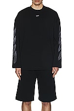 OFF-WHITE Scribble Diag Wide Long Sleeve T-shirt in Black & White, view 4, click to view large image.