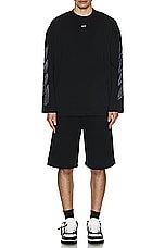 OFF-WHITE Scribble Diag Wide Long Sleeve T-shirt in Black & White, view 5, click to view large image.