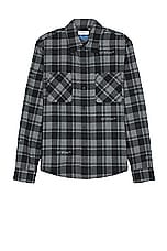 OFF-WHITE Check Flannel Shirt in Dark Grey & Black, view 1, click to view large image.