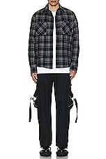 OFF-WHITE Check Flannel Shirt in Dark Grey & Black, view 5, click to view large image.