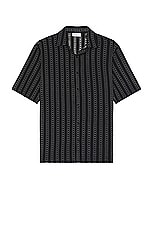 OFF-WHITE Stripes Bowling Shirt in Black & Ivory, view 1, click to view large image.
