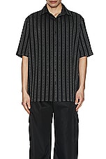 OFF-WHITE Stripes Bowling Shirt in Black & Ivory, view 4, click to view large image.