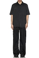 OFF-WHITE Stripes Bowling Shirt in Black & Ivory, view 5, click to view large image.