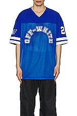 OFF-WHITE Football Mesh T-shirt in Nautical Blue & White, view 4, click to view large image.