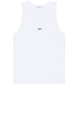 OFF-WHITE Stamp Tank Top in White & Black, view 1, click to view large image.