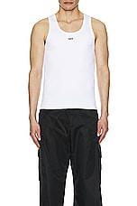 OFF-WHITE Stamp Tank Top in White & Black, view 4, click to view large image.