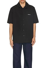 OFF-WHITE Gothic Arrow Poplin Bowling Shirt in Black, view 4, click to view large image.