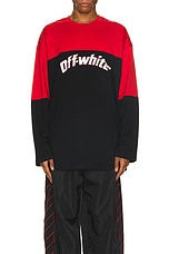 OFF-WHITE Half Arrow Wide Longsleeve Tee in Black & White, view 3, click to view large image.