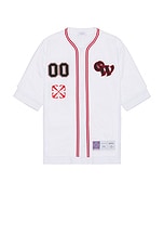 OFF-WHITE Gothic Logo Baseball Shirt in White, view 1, click to view large image.