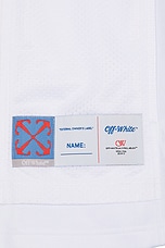 OFF-WHITE Gothic Logo Baseball Shirt in White, view 3, click to view large image.