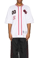 OFF-WHITE Gothic Logo Baseball Shirt in White, view 4, click to view large image.