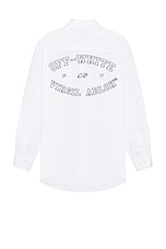 OFF-WHITE College Poplin Oversize Shirt in White, view 1, click to view large image.