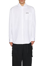 OFF-WHITE College Poplin Oversize Shirt in White, view 4, click to view large image.