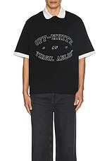 OFF-WHITE College Short Sleeve Polo in Black, view 4, click to view large image.