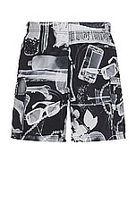 OFF-WHITE Xray Cargo Swimshorts in Black & White, view 1, click to view large image.