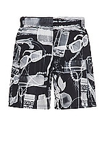 OFF-WHITE Xray Cargo Swimshorts in Black & White, view 2, click to view large image.