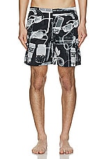 OFF-WHITE Xray Cargo Swimshorts in Black & White, view 4, click to view large image.