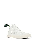 OFF-WHITE Mid Top Sneakers in White, view 2, click to view large image.