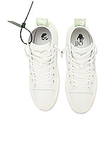 OFF-WHITE Mid Top Sneakers in White, view 4, click to view large image.