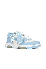 OFF-WHITE Out Of Office Sneaker In White &amp; Light Blue in White & Light Blue, view 2, click to view large image.